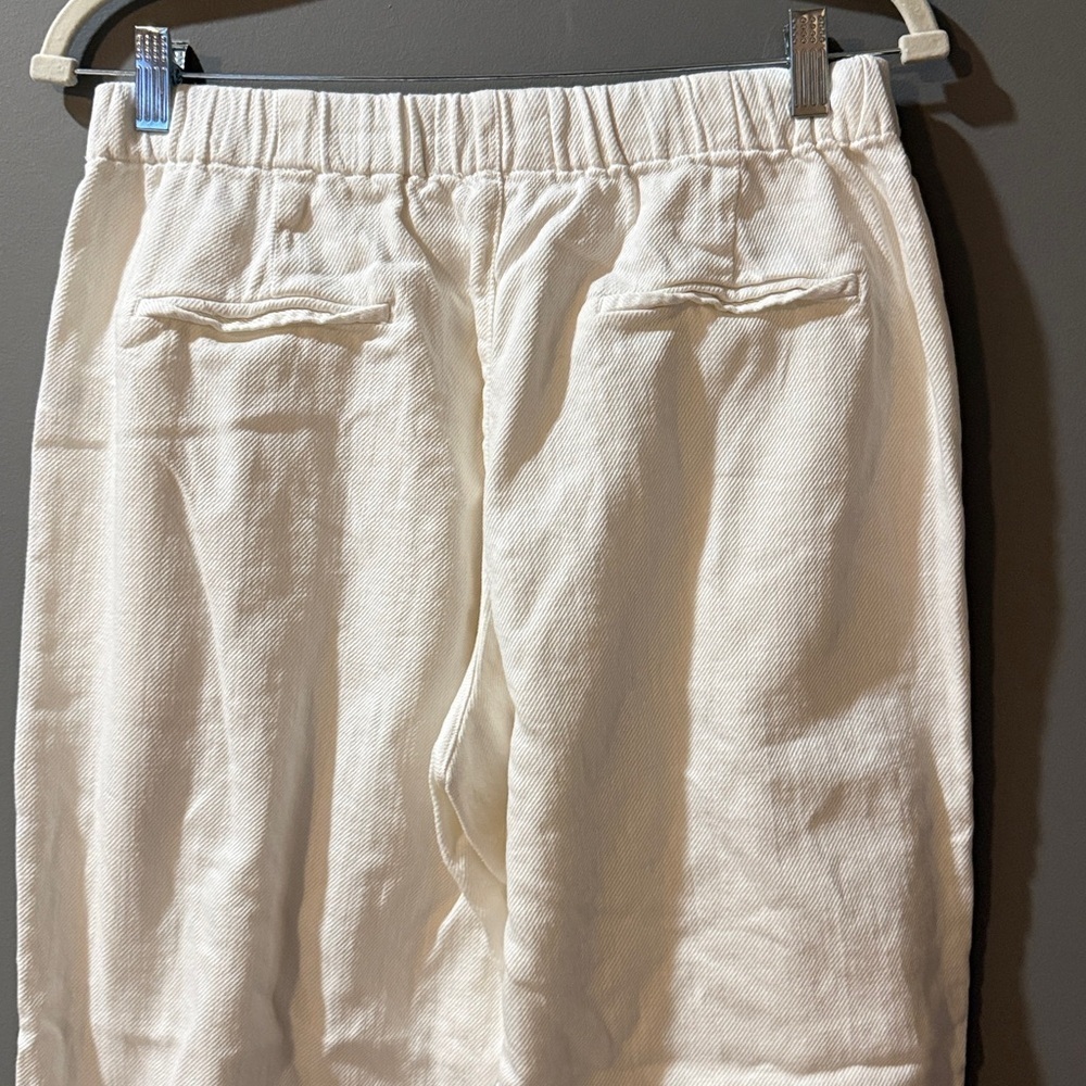 Zara Women’s Off-White Joggers Cotton Snap Ankle Elastic Waist Drawstring Small